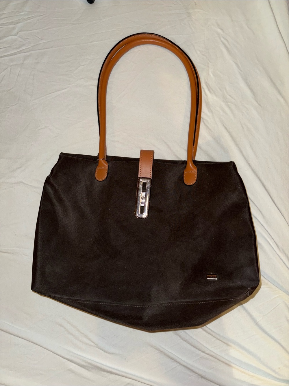 Classic Black Tote with Tan Handles by Tommy Hilfiger